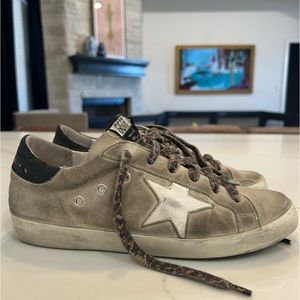 Golden Goose Superstar, Suede with Cheetah Laces, Size 39